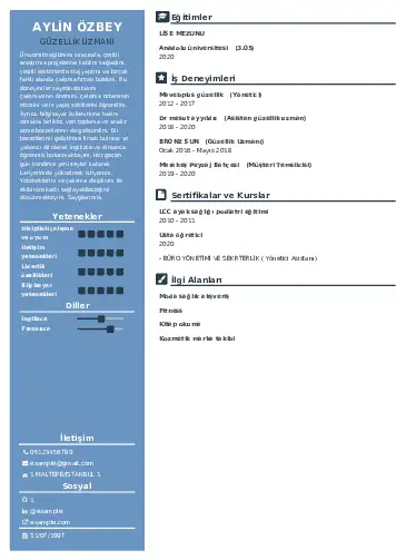 Güzellik Uzmanı Cv Örnekleri  cv indir